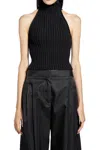 Alaïa Ribbed-knit Halter Top With Wavy Finish In Black