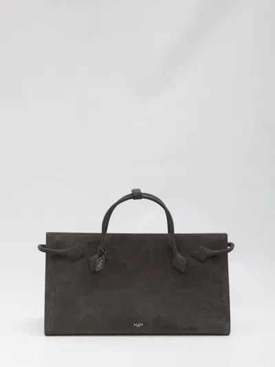 Alaïa Tote Bag Le Teckel In Nabuck In Gray
