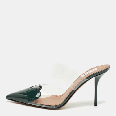 Pre-owned Alaïa Transparent And Green Patent Leather And Pvc Le Coeur Mules Size 37