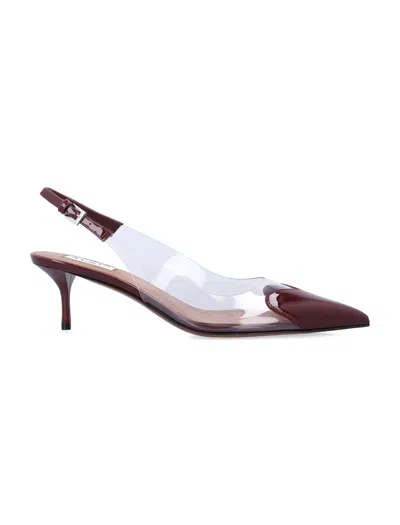 Alaïa Alaia Transparent Slingback Kitten Heel Pumps In Rouge Grenat