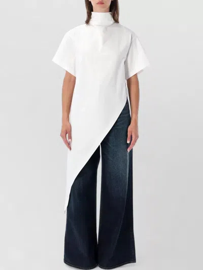 Alaïa Triangle Cotton Jersey Top High Neck In White