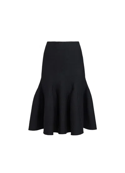ALAÏA ALAÏA SCULPTURAL GODET KNIT MIDI SKIRT