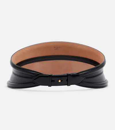 Alaïa Tube Leather Belt In Black