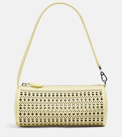 Alaïa Tube Perforated Leather Shoulder Bag In Yellow