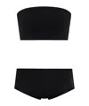 Alaïa Strapless Bandeau Top And High-waisted Bottoms Set In Black