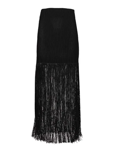 Alaïa Alaia Tubular Skirt With Fringes In Black