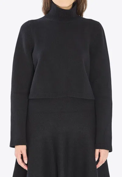 Alaïa Turtleneck Cashmere Cropped Sweater In Black