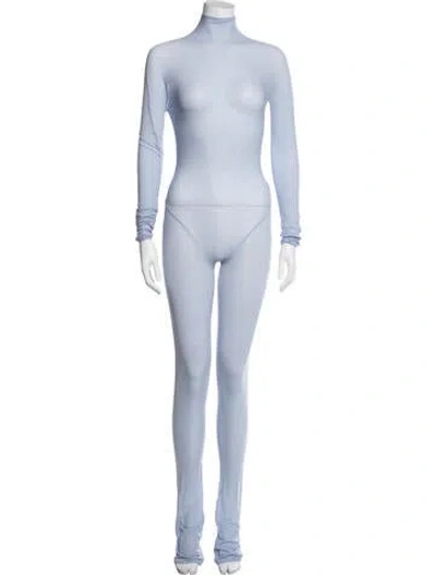 Pre-owned Alaïa Turtleneck Jumpsuit W/ Tags In Blue