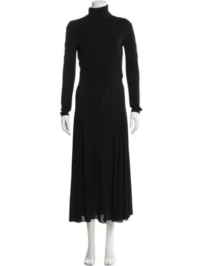 Pre-owned Alaïa Turtleneck Long Dress In Black