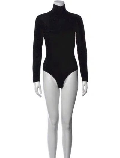 Pre-owned Alaïa Turtleneck Long Sleeve Bodysuit In Black