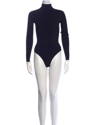 Pre-owned Alaïa Turtleneck Long Sleeve Bodysuit In Blue