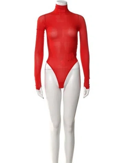 Pre-owned Alaïa Turtleneck Long Sleeve Bodysuit W/ Tags In Orange