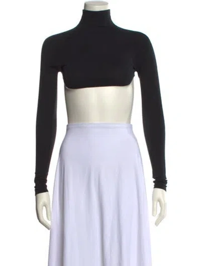 Pre-owned Alaïa Turtleneck Long Sleeve Crop Top In Black