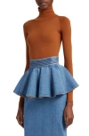 Alaïa Semi-sheer Turtleneck Bodysuit In Cannelle