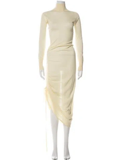Pre-owned Alaïa Turtleneck Midi Length Dress In Yellow
