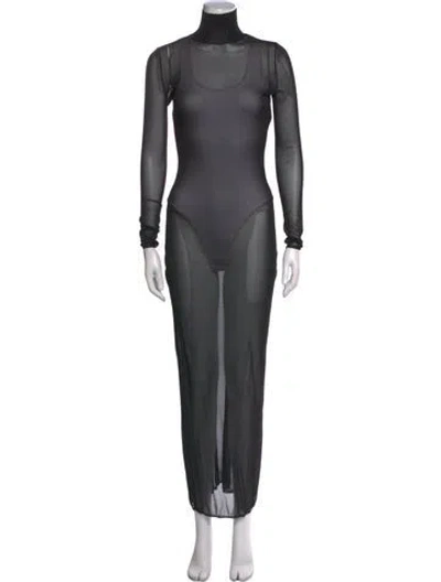 Pre-owned Alaïa Turtleneck Mini Dress In Black