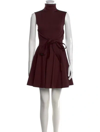 Pre-owned Alaïa Turtleneck Mini Dress In Burgundy
