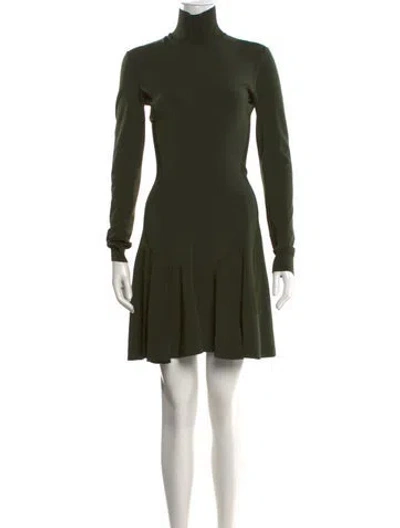 Pre-owned Alaïa Turtleneck Mini Dress In Green