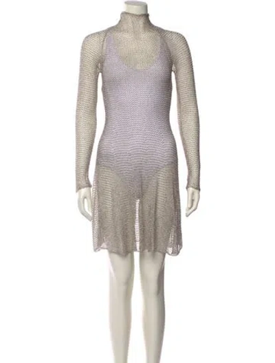 Pre-owned Alaïa Turtleneck Mini Dress In Neutral