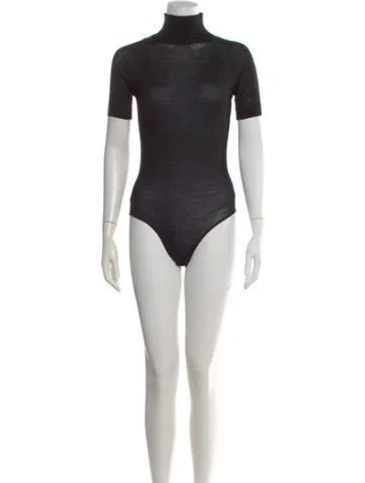 Pre-owned Alaïa Turtleneck Short Sleeve Bodysuit W/ Tags In Black
