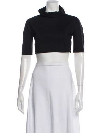 Pre-owned Alaïa Turtleneck Short Sleeve Crop Top W/ Tags In Black