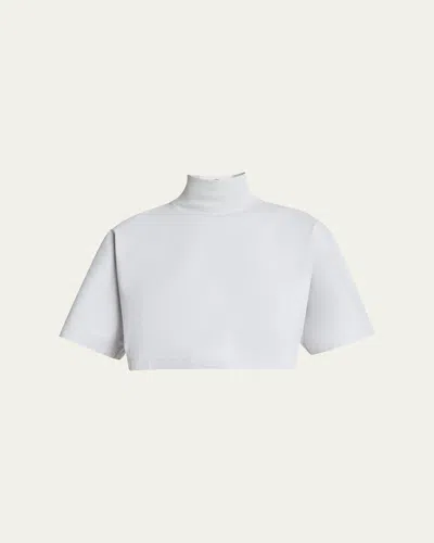 Alaïa Turtleneck Short-sleeve Crop T-shirt In White