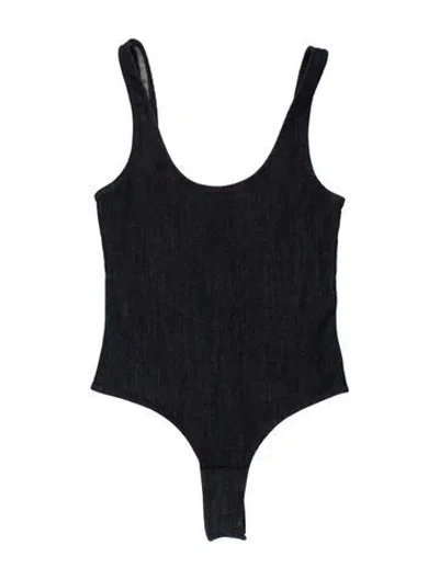 Pre-owned Alaïa Turtleneck Sleeveless Bodysuit In Blue
