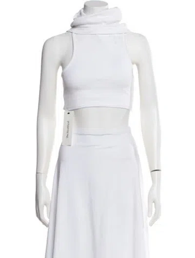 Pre-owned Alaïa Turtleneck Sleeveless Crop Top In White
