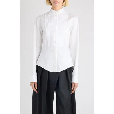 Alaïa Tux Cotton Poplin Button-up Shirt In White