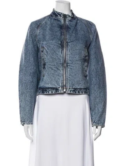 Pre-owned Alaïa Tweed Pattern Denim Jacket In Blue