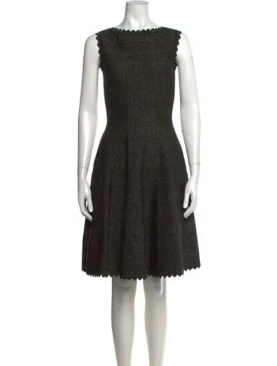 Pre-owned Alaïa Tweed Pattern Knee-length Dress In Black