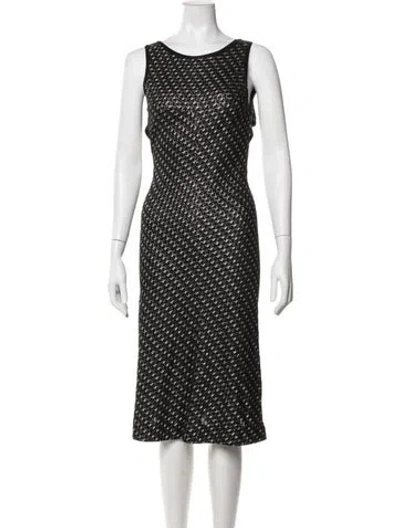 Pre-owned Alaïa Tweed Pattern Midi Length Dress In Black