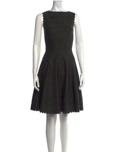 Pre-owned Alaïa Tweed Pattern Mini Dress In Black