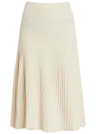 Alaïa Twisted Asymmetric Wool And Cashmere-blend Midi Skirt In Neutral