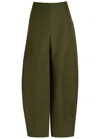 Alaïa Twisted Barrel-leg Cotton Trousers In Green