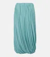 Alaïa Twisted Gathered Jersey Midi Skirt In Blue