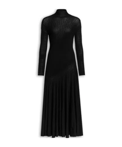 Alaïa Twisted Wool Dress In Black