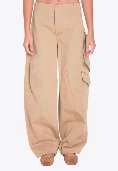 Alaïa Twisted Round Cargo Pants In Sand