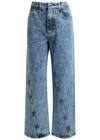 Alaïa Twisted Stonewashed Denim Jeans In Blue