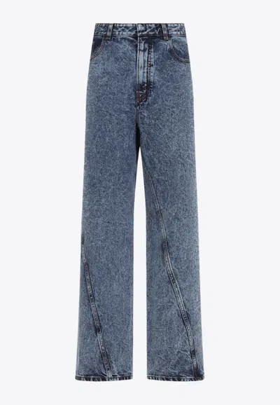 Alaïa Twisted Straight-leg Jeans In Blue