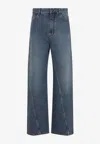 Alaïa Twisted Stitch Wide-leg Jeans In Blue