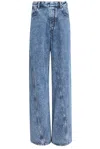 Alaïa Twisted Low Waist Denim Pants In Bleu Neige