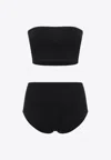 Alaïa Strapless Bandeau Top And High-waisted Bottoms Set In Black