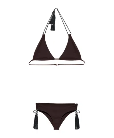 Alaïa Two-piece Swimsuit And Trunks Set In Brown