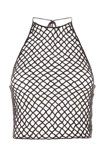 Alaïa Alaia Flower Top Floral Crochet Knit In Brown