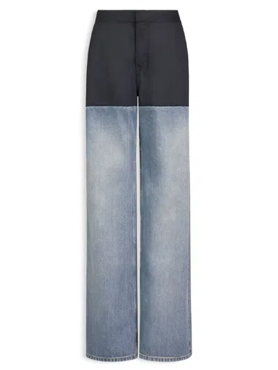 Alaïa Alaia Two-tone Wide-leg Jeans In Blue