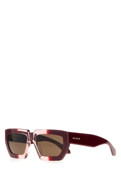 Alaïa Alaia Tyrian Purple Acetate Sunglasses In Brown
