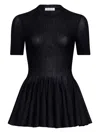 Alaïa Ultra Fine Wool Merino Peplum Top Clothing In Animal Print