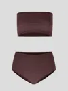 Alaïa Stretch-jersey Bandeau Bra And Briefs Set In Brown