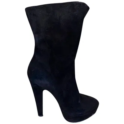 Pre-owned Alaïa Unworn Alaia Black Suede Platform Lace Up Boots Booties High Heels 37.5